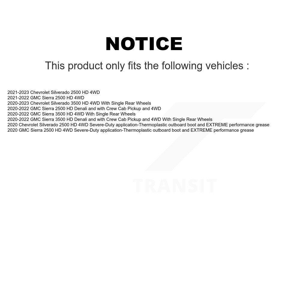 CV Axle Shaft Bearing Front Right Kit For Chevrolet GMC Silverado 2500 HD Sierra