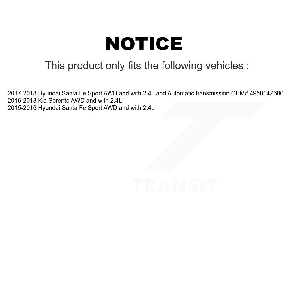 CV Axle Shaft And Bearing Front Right Kit For Hyundai Santa Fe Sport Kia Sorento