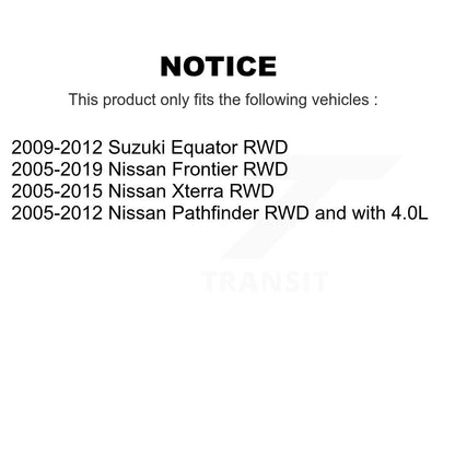 CV Axle Shaft And Bearing Front Kit For Nissan Frontier Pathfinder Xterra Suzuki
