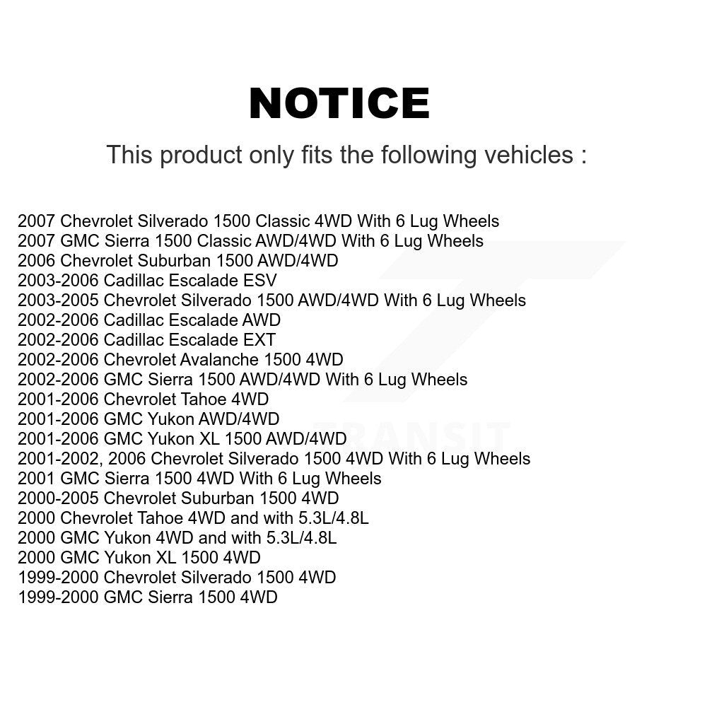 CV Axle Shaft Bearing Front Kit For Chevrolet GMC Silverado 1500 Sierra Yukon XL