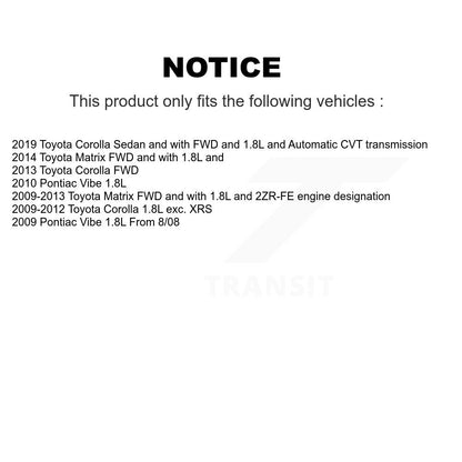 CV Axle Drive Shaft And Bearing Front Kit For Toyota Corolla Matrix Pontiac Vibe