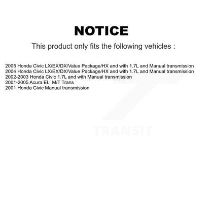 CV Axle Drive Shaft And Wheel Bearing Front Right Kit For Honda Civic Acura EL