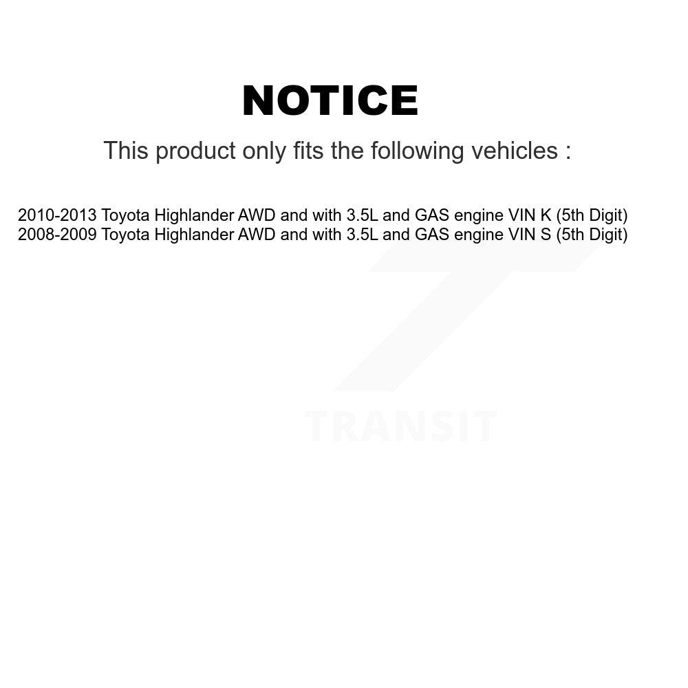 CV Axle & Bearing Front Right Kit For Toyota Highlander AWD with 3.5L GAS engine
