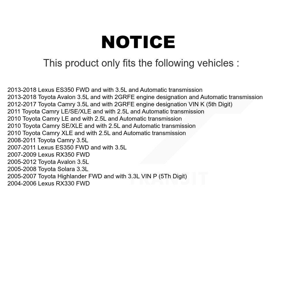 CV Axle Drive Shaft And Bearing Front Right Kit For Toyota Camry Avalon 3.5L