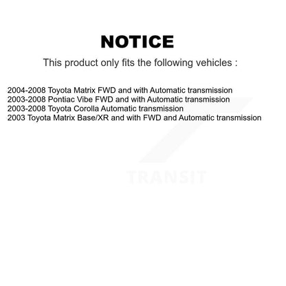 CV Axle Drive And Bearing Front Right Kit For Toyota Corolla Matrix Pontiac Vibe