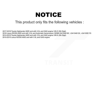 CV Axle Drive And Bearing Front Right Kit For Toyota Highlander Lexus RX350