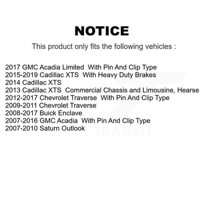 Parking Brake Shoes Hardware Rear Kit For GMC Acadia Buick Enclave Chevrolet XTS