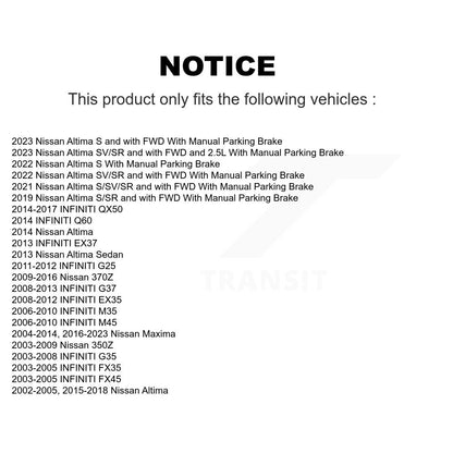 Parking Brake Shoe & Hardware Rear Kit For Nissan Altima INFINITI Maxima G37 G35