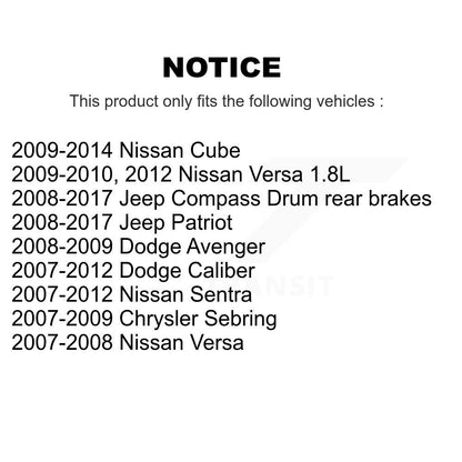 Drum Brake Shoe & Hardware Rear Kit For Nissan Jeep Versa Patriot Sentra Compass