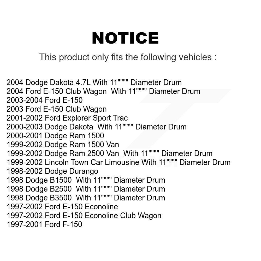 Drum Brake Shoe & Hardware Rear Kit For Ford F-150 Dodge Dakota Ram 1500 Durango