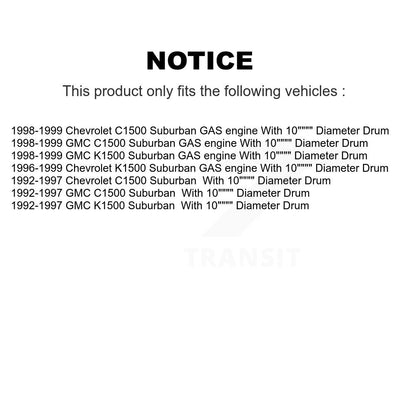 Drum Brake Shoes With Hardware Rear Kit For K1500 Suburban GMC Chevrolet C1500