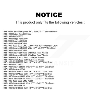 Drum Brake Shoe & Hardware Rear Kit For Chevrolet GMC K3500 Dodge Ram 3500 C3500