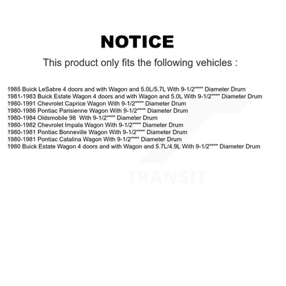 Drum Brake Shoes & Hardware Rear Kit For Chevrolet Caprice Pontiac Parisienne 98