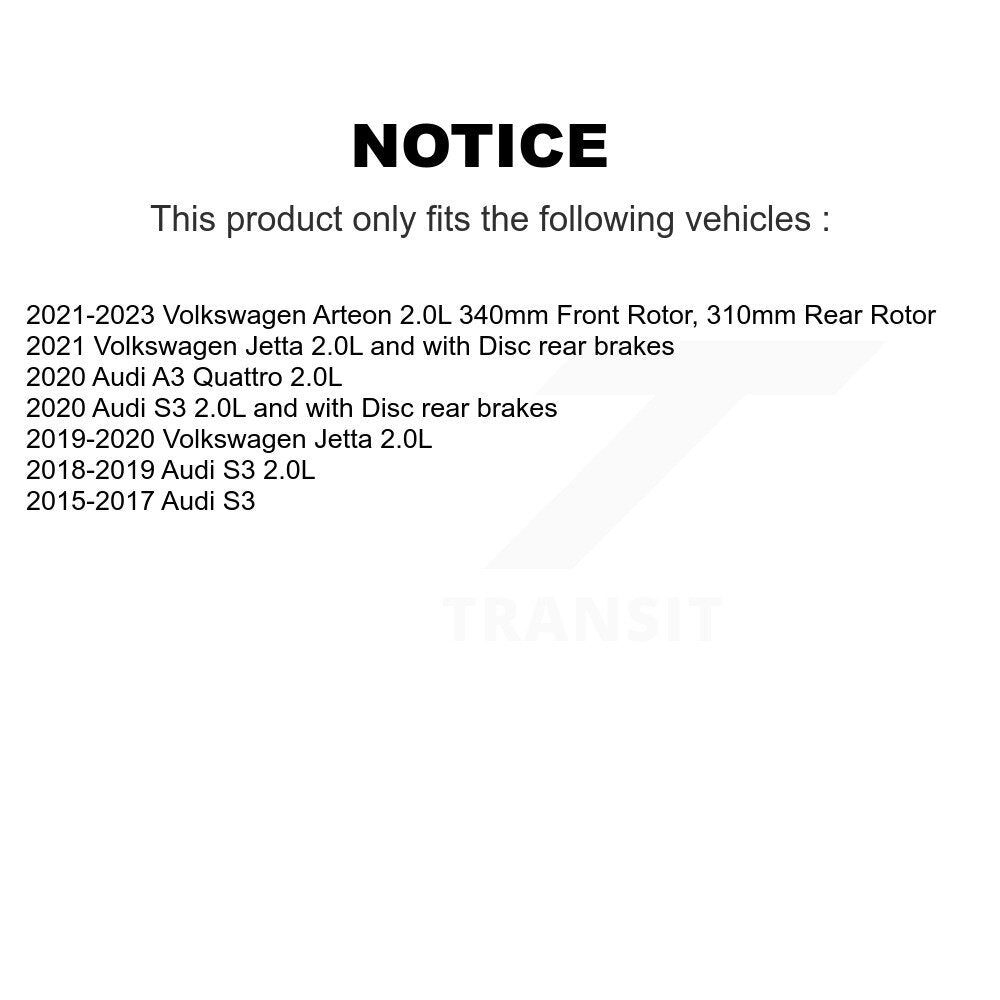 Ceramic Brake Pad & Extra Wear Sensor Front Kit For Volkswagen Jetta Arteon Audi