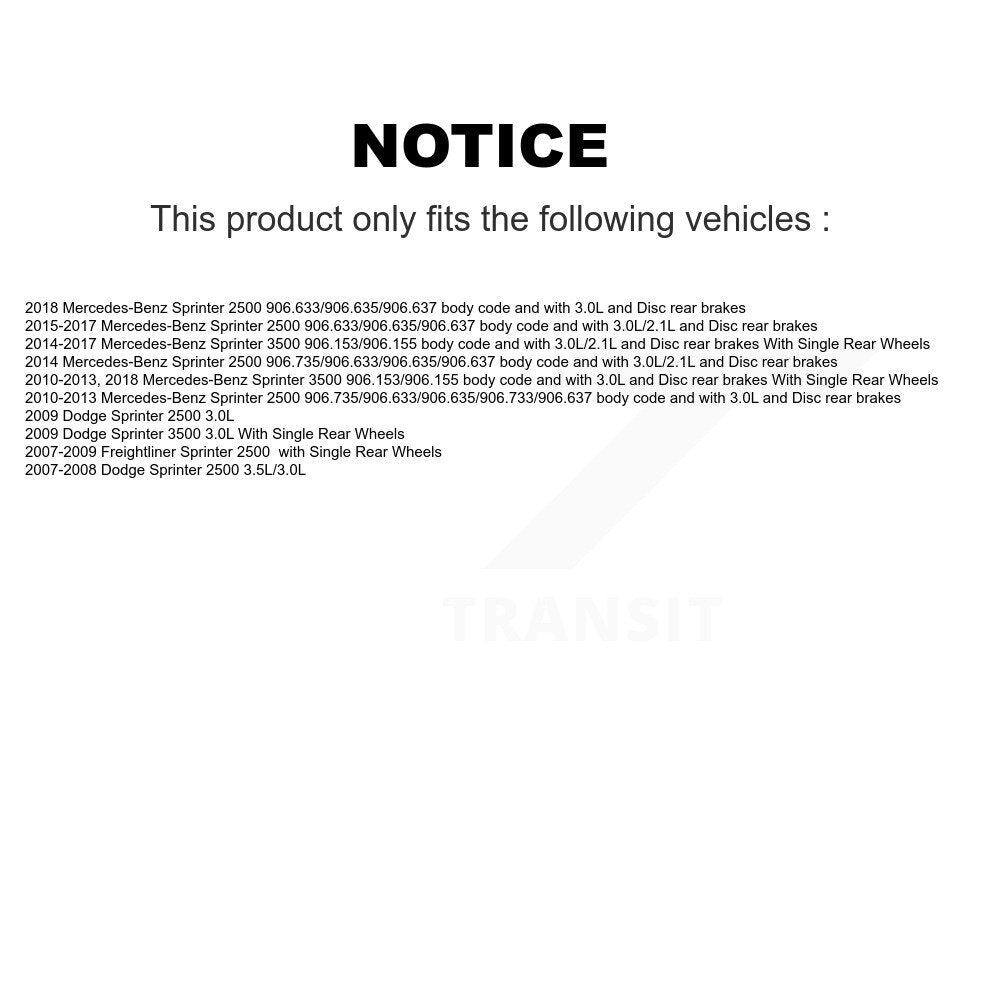Ceramic Disc Brake Pad Wear Sensor Rear Kit For Mercedes-Benz Sprinter 2500 3500