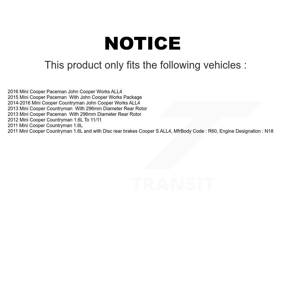 Ceramic Disc Brake Pad & Wear Sensor Rear Kit For Mini Cooper Countryman Paceman
