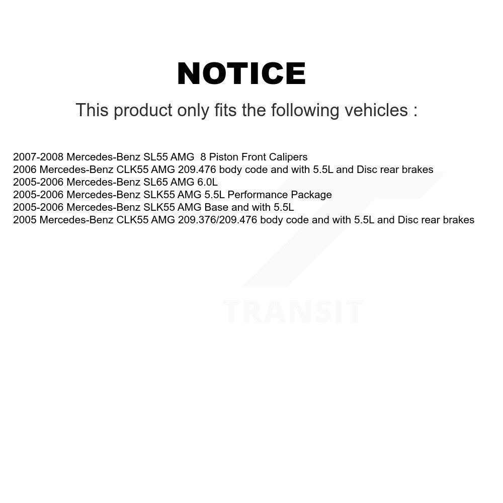 Ceramic Brake Pad And Wear Sensor Rear Kit For Mercedes-Benz SLK55 AMG SL55 SL65