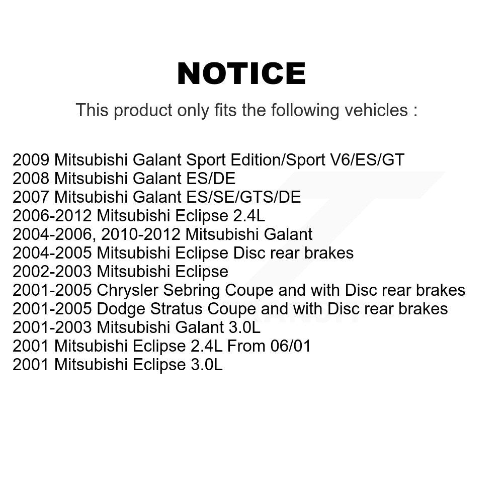 Semi-Metallic Brake Pads Front Rear Kit For Mitsubishi Chrysler Sebring Eclipse