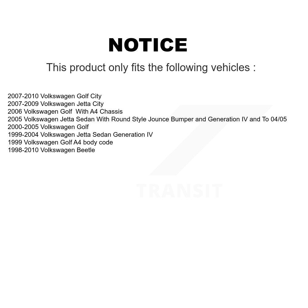 Shock Absorber And Strut Mount Rear Kit For Volkswagen Jetta Golf Beetle City