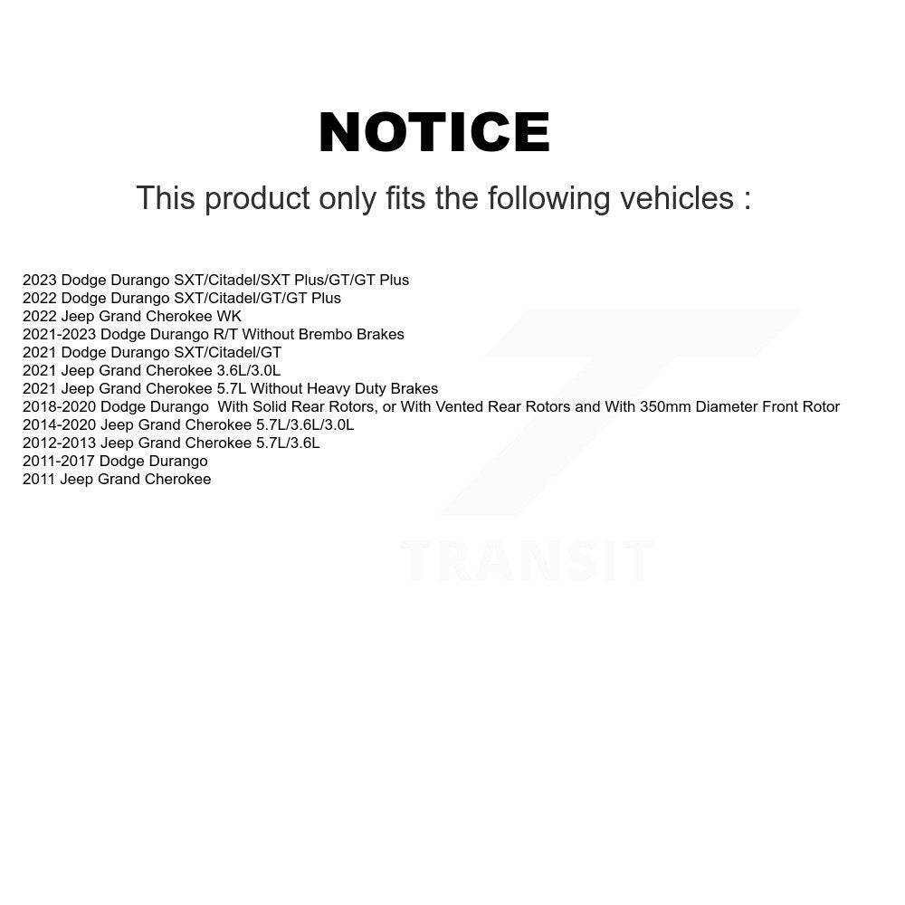 Semi-Metallic Brake Pads Front Rear Kit For Dodge Durango Jeep Grand Cherokee WK