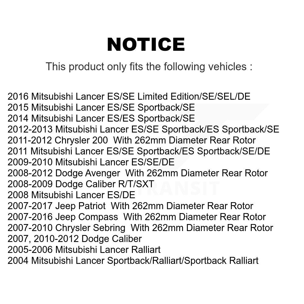 Semi-Metallic Brake Pads Front Rear Kit For Jeep Patriot Mitsubishi Lancer Dodge