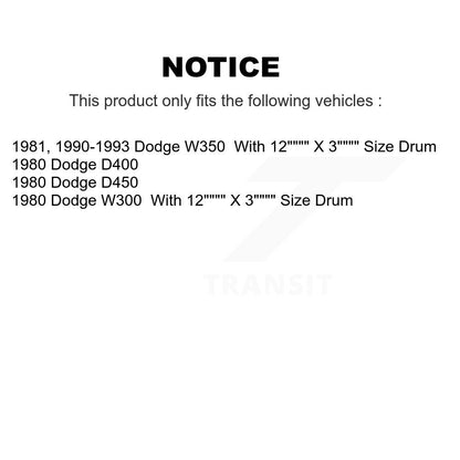 Semi-Metallic Brake Pads Drum Shoes Front Rear Kit For Dodge W350 W300 D400 D450