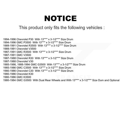 Semi-Metallic Brake Pads & Drum Shoes Front Rear Kit For GMC Chevrolet G3500 C30