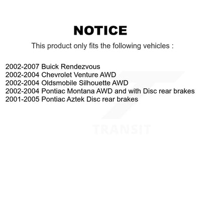Semi-Metallic Brake Pads Parking Shoes Front Rear Kit For Buick Rendezvous Aztek