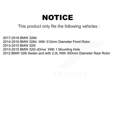 Semi-Metallic Brake Pads & Parking Shoes Front Rear Kit For BMW 320i xDrive 328i