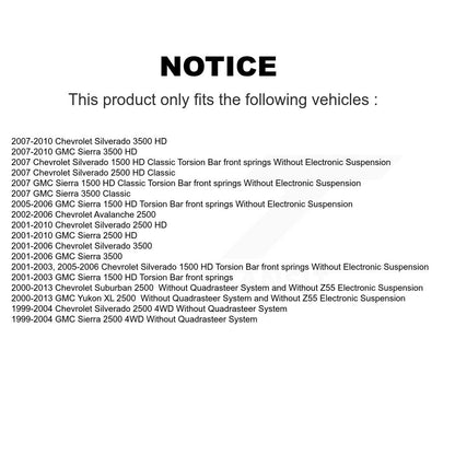 Shock Absorber TOR Link Front Kit For GMC Chevrolet Sierra 2500 HD Silverado XL