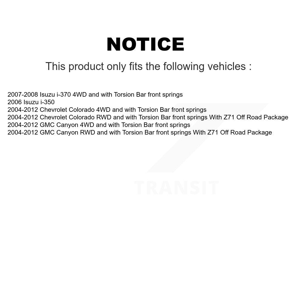 Shock Absorber TOR Link Front Kit For Chevrolet Colorado GMC Canyon Isuzu i-350