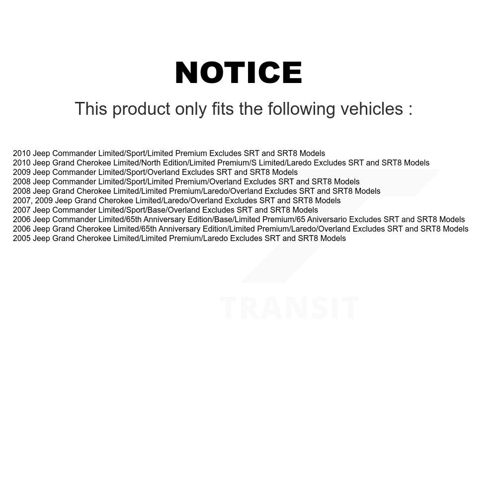 Complete Shock Assembly And TOR Link Front Kit For Jeep Grand Cherokee Commander