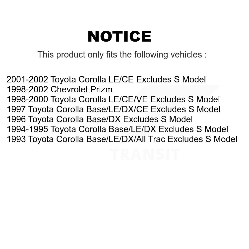 Complete Shock Assembly And TQ Link Front Kit For Toyota Corolla Chevrolet Prizm