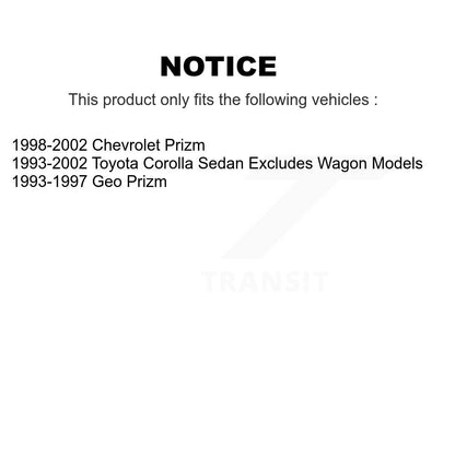 Complete Shock Assembly TQ Link Rear Kit For Toyota Corolla Prizm Chevrolet Geo