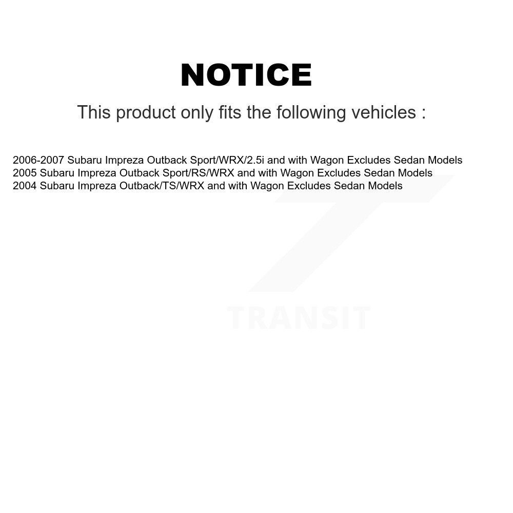 Shock Assembly And TOR Link Rear Kit For Subaru Impreza Excludes Sedan Models