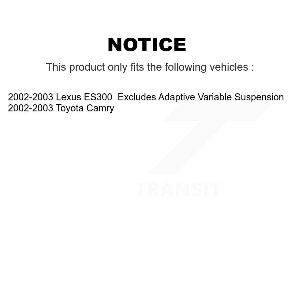 Complete Shock Assembly TOR Link Rear Kit For 2002-2003 Toyota Camry Lexus ES300