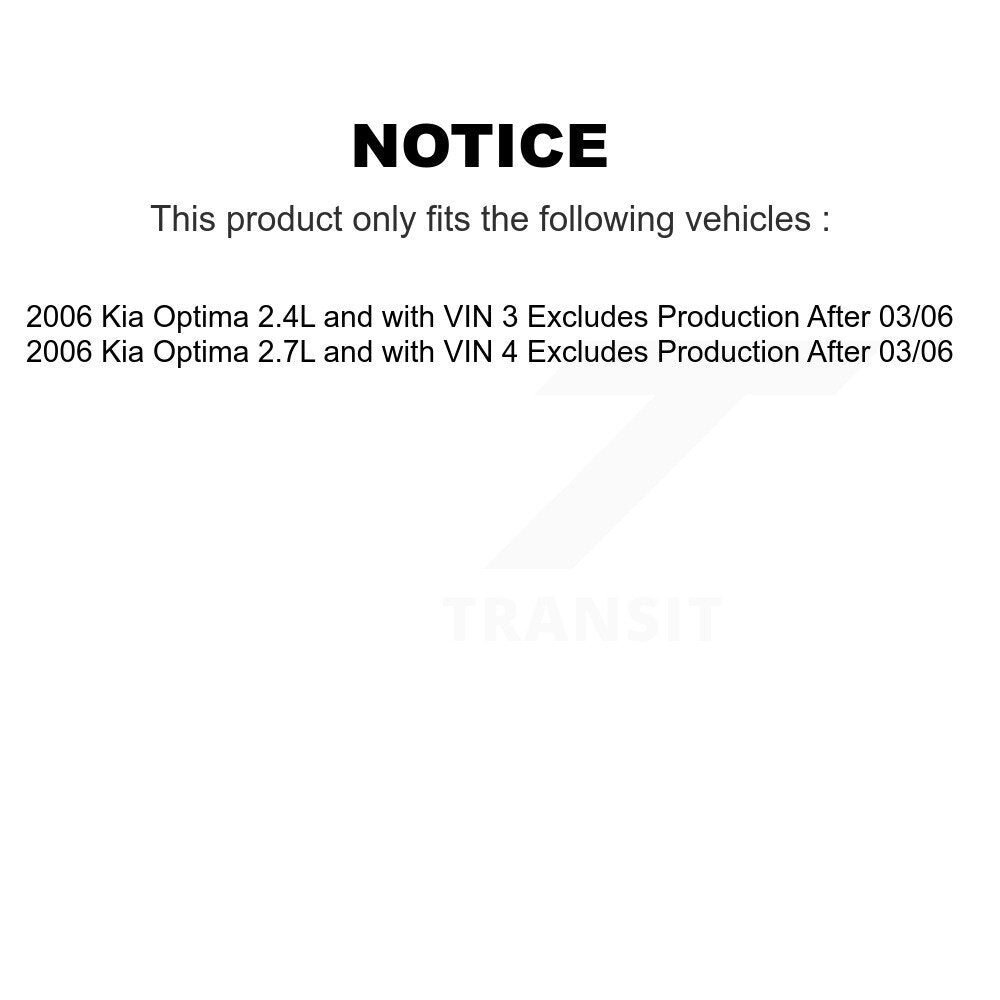 Shock Assembly TQ Link Front Kit For Kia Optima Excludes Production After 03 06