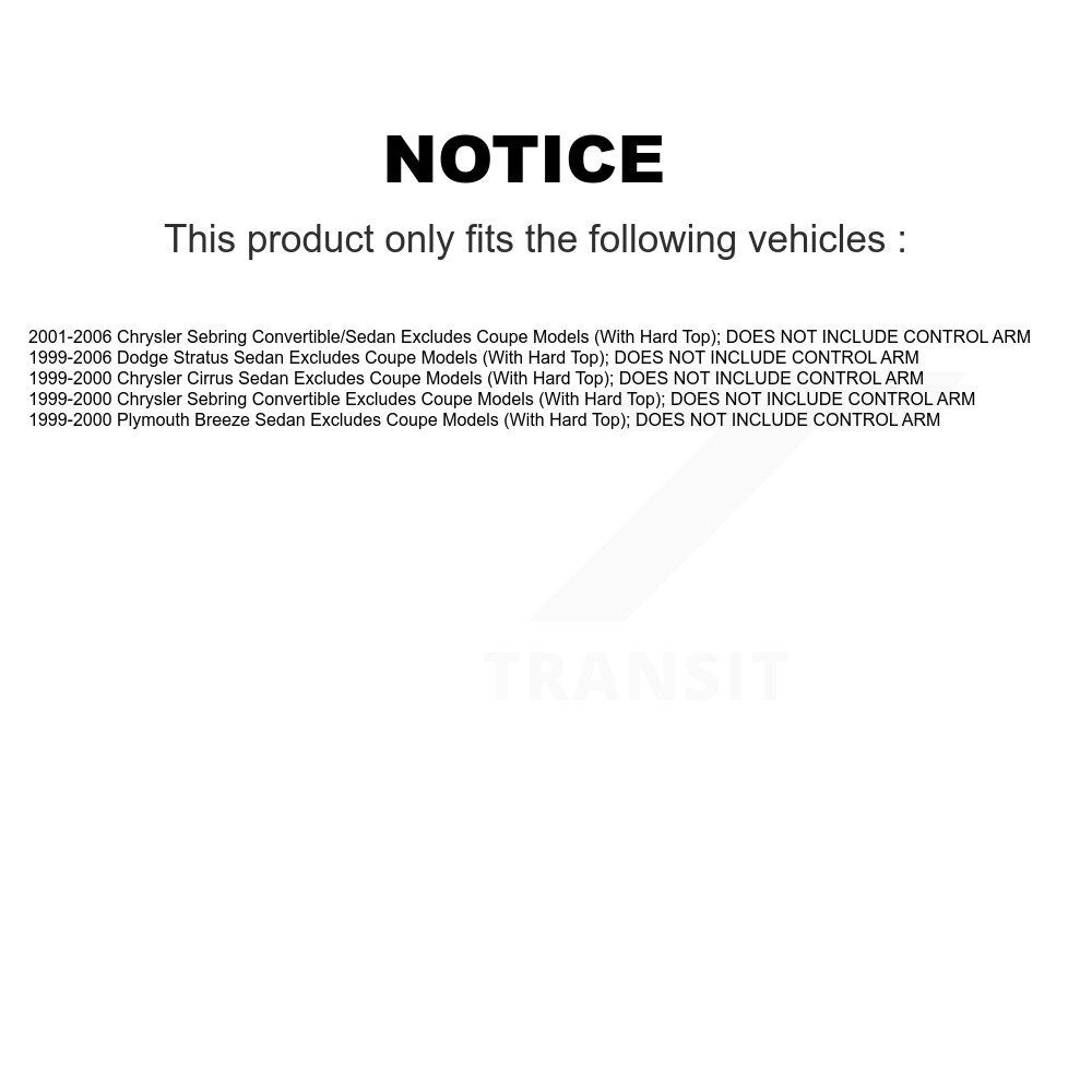Shock Assembly TOR Link Front Left Kit For Chrysler Sebring Cirrus Dodge Stratus