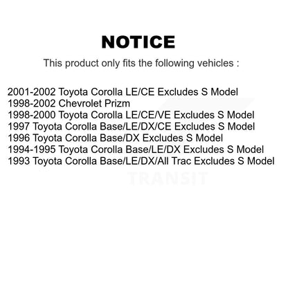 Shock Assembly And TOR Link Front Right Kit For Toyota Corolla Chevrolet Prizm