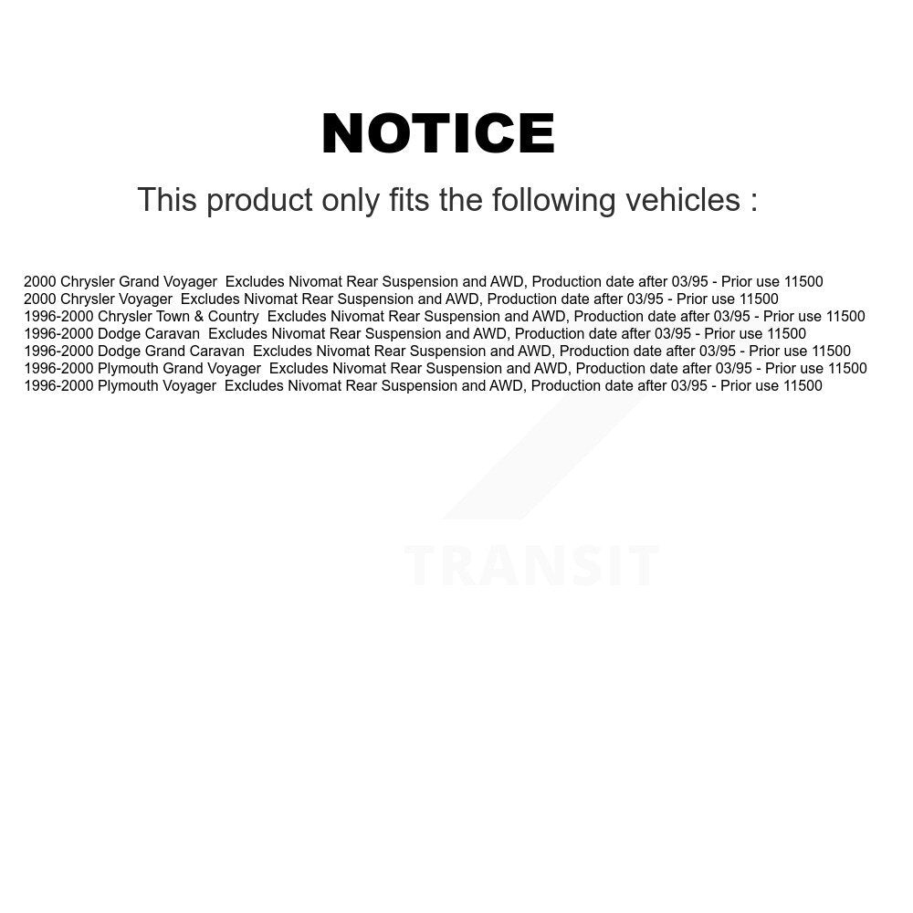Shock Assembly TOR Link Front Right Kit For Dodge Caravan Grand Plymouth Voyager
