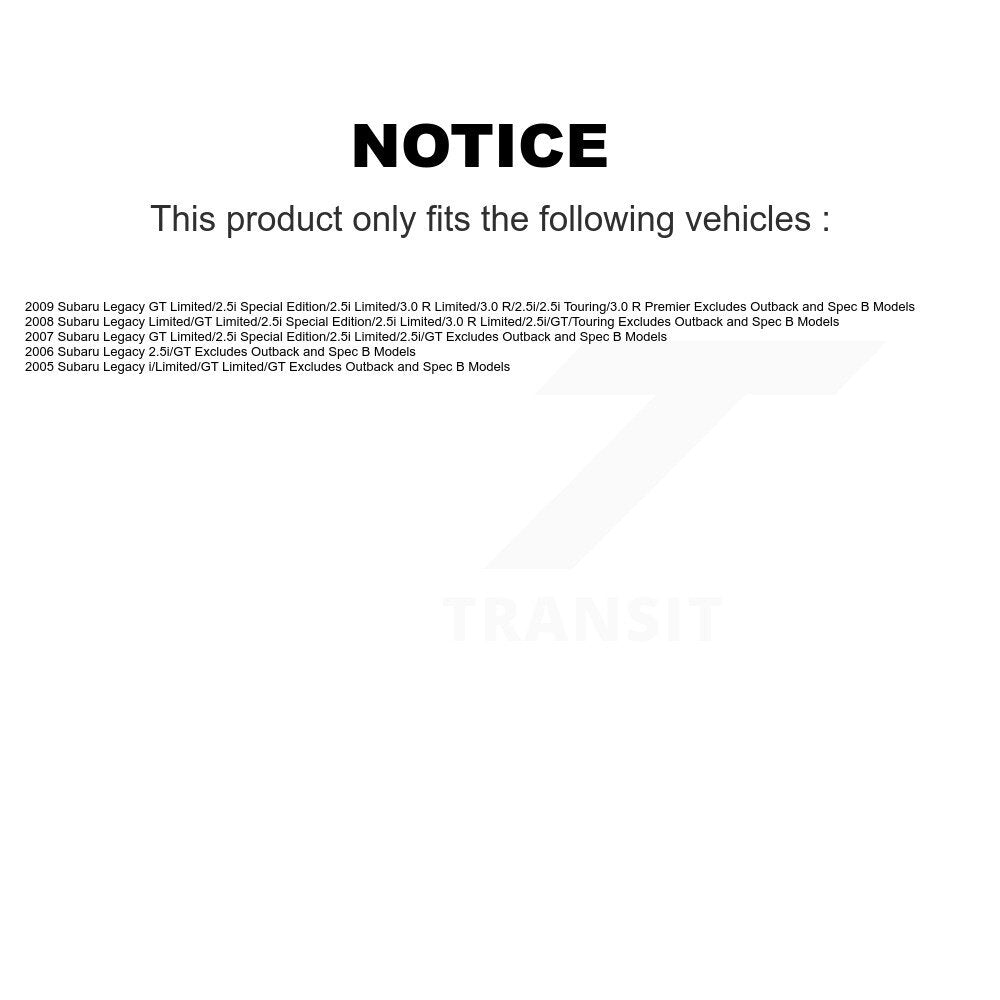 Shock Assembly TQ Link Rear Kit For Subaru Legacy Excludes Outback Spec B Models