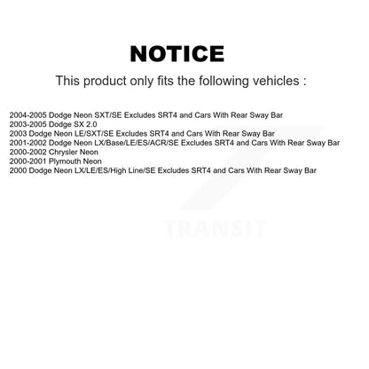Shock Assembly & TOR Link Rear Left Kit For Neon Dodge Chrysler Plymouth SX 2.0