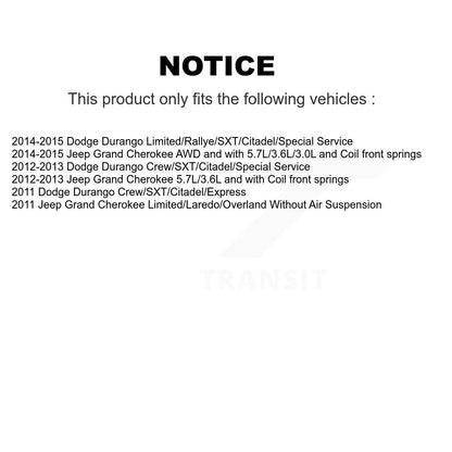 Strut And TOR Link Kit Front Right For Jeep Grand Cherokee Dodge Durango