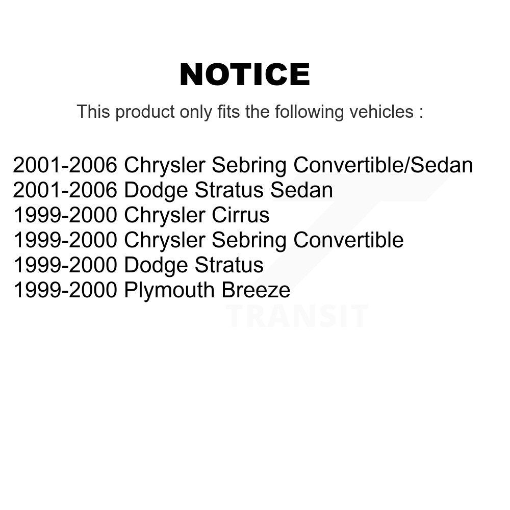 Strut TOR Link Kit Front For Chrysler Sebring Cirrus Dodge Stratus Plymouth