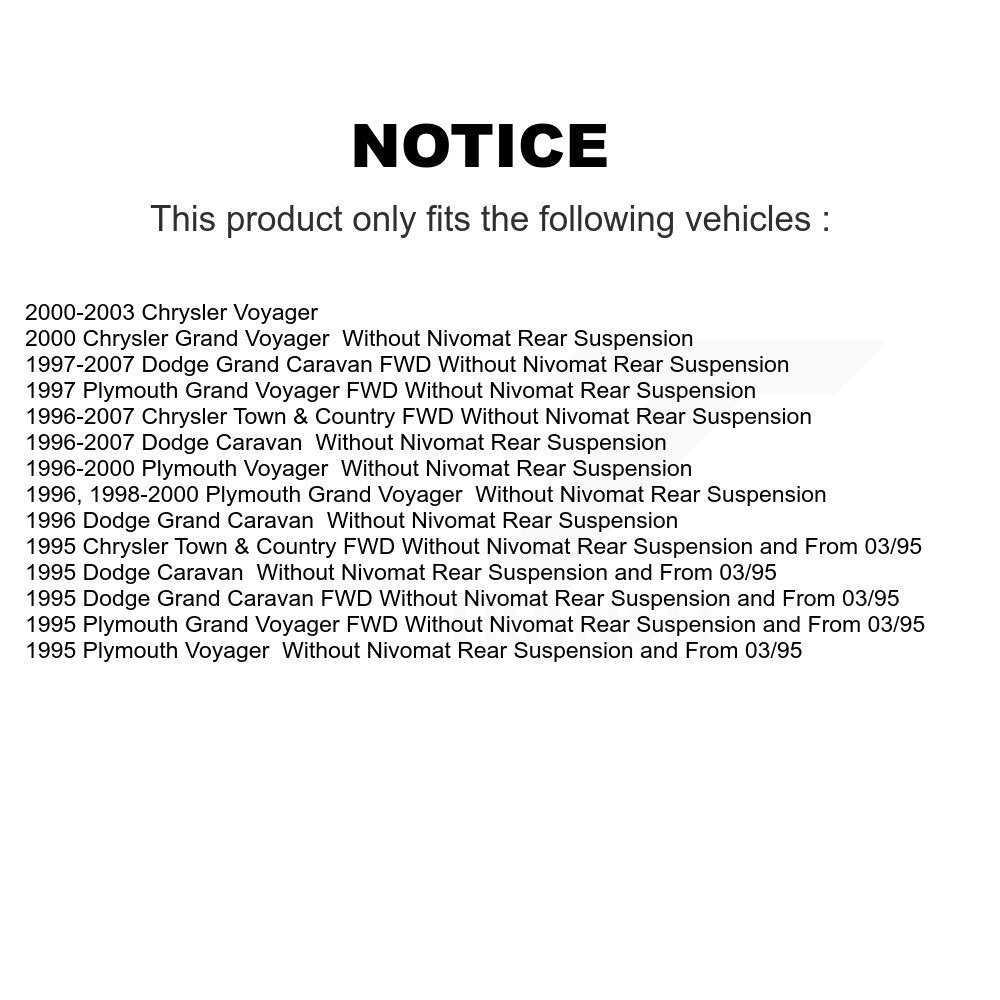 Shock And TOR Link Kit Rear For Dodge Grand Caravan Chrysler Town & Country