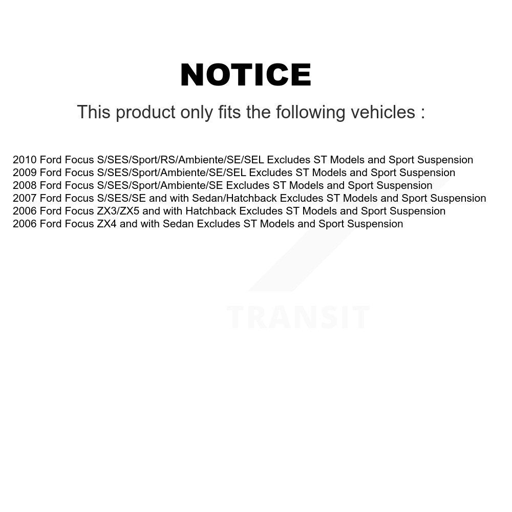 Complete Strut Rear Shock & TQ sway Bar Link Front Kit (8Pc) For Ford Focus
