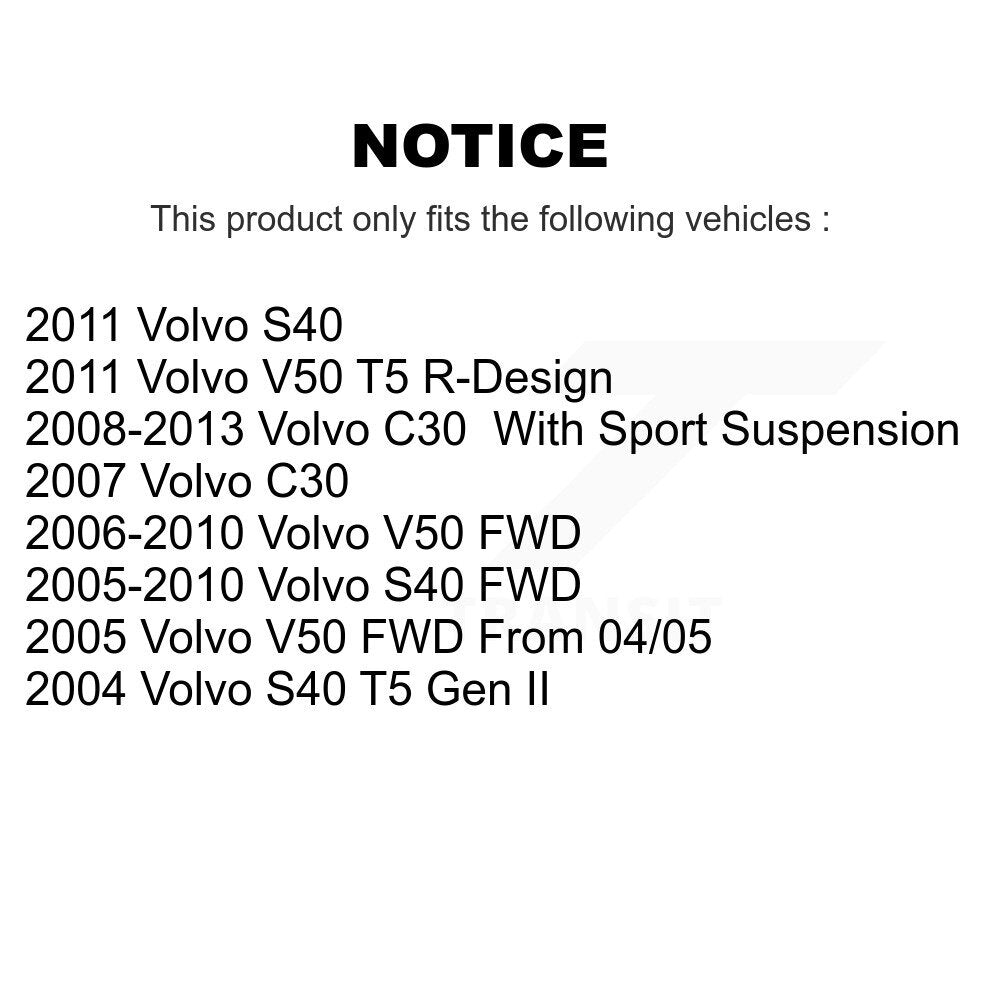 Strut Rear Shock & TQ sway Bar Link Front Kit (8Pc) For Volvo S40 C30 V50
