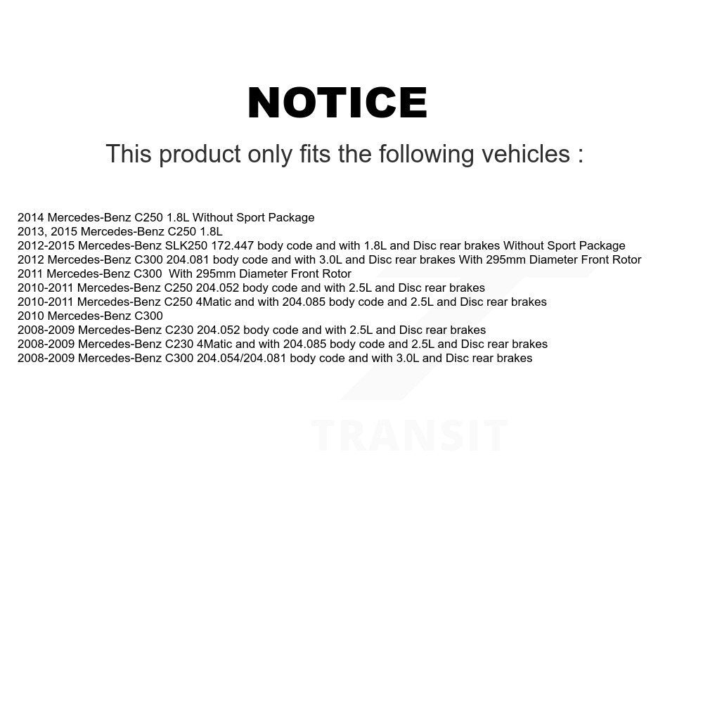 Semi-Metallic Brake Pad & Wear Sensor Front Kit For Mercedes-Benz C300 C250 C230