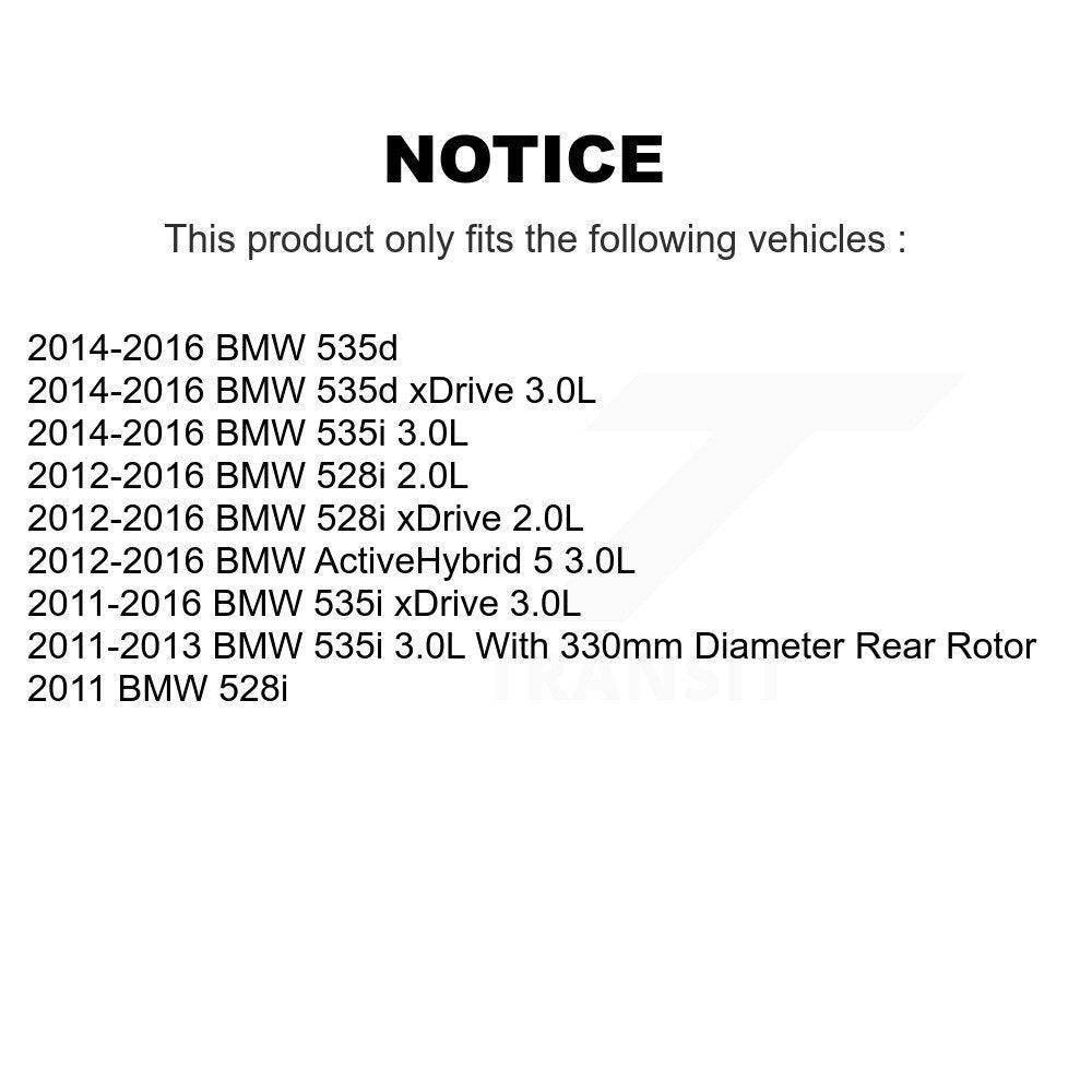 Semi-Metallic Brake Pad And Wear Sensor Rear Kit For BMW 535i xDrive 528i 535d 5
