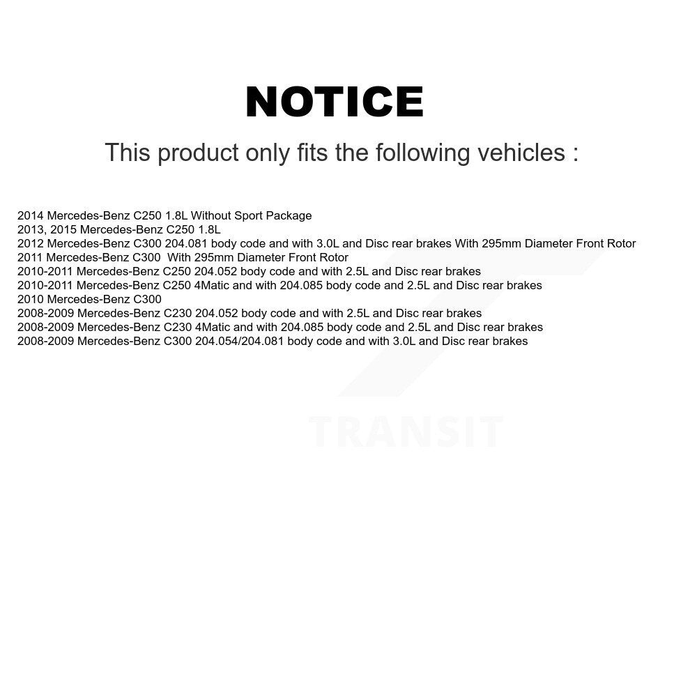 Semi-Metallic Brake Pads Wear Sensor Front Rear Kit (7Pc) For Mercedes-Benz C300
